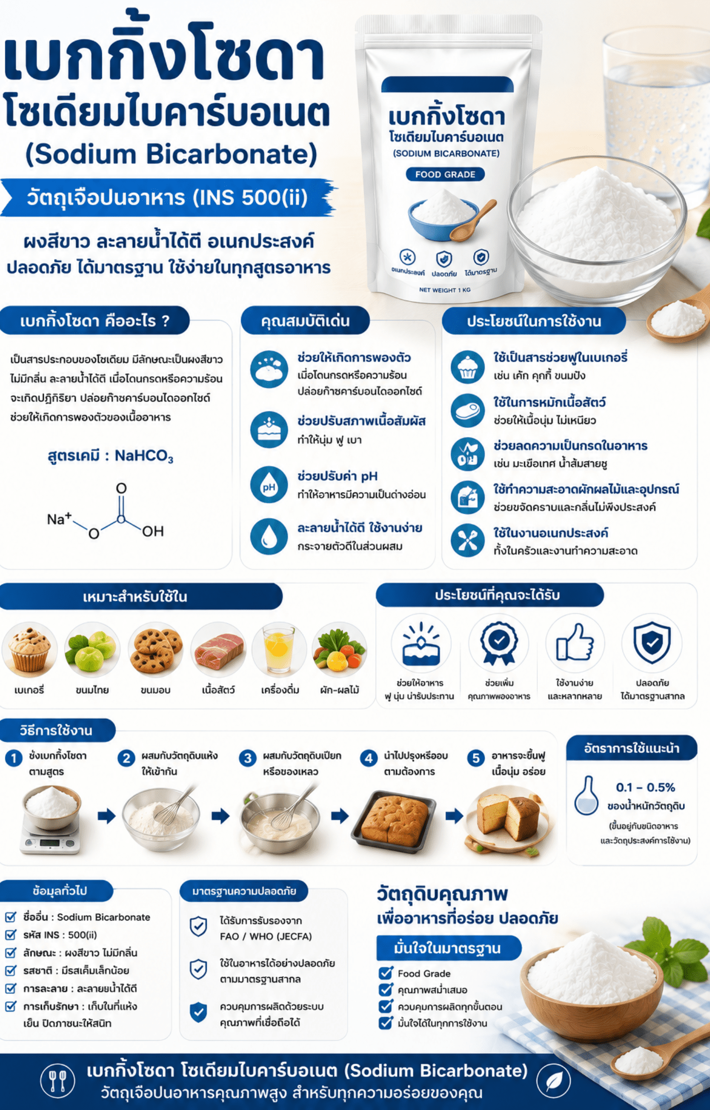 Sodium Bicarbonate : เบกิ้งโซดา โซเดียมไบคาร์บอเนต